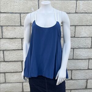 Falcon & bloom Blue Racerback Swing Tank with White Trim